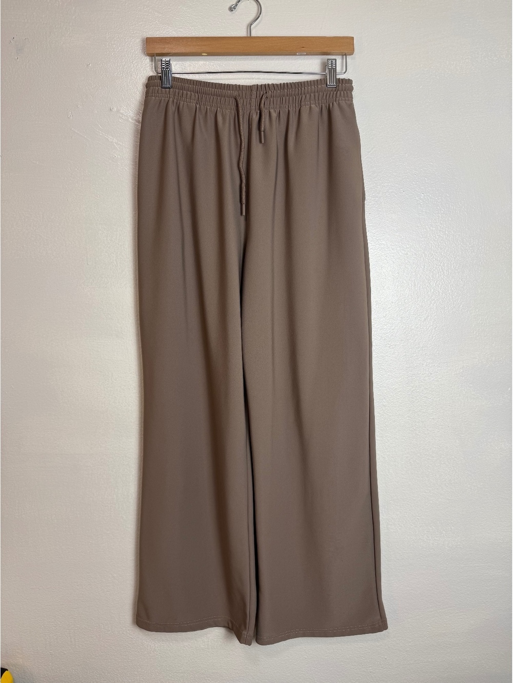 Angel Cult Women’s Wide Leg Drawstring Pants XL Taupe Brown Stretch
